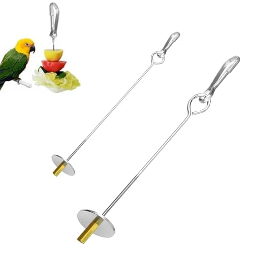 Papageienspieße,2 Stück Edelstahl Vogel-Spieß für Papageien,Wellensittich Futterspieß Vögel,Vogelkäfig-Zubehör Vogel Lebensmittelhalter, Halter für Obst,Gemüse und Futtersuche Spielzeug von JFangZHZH