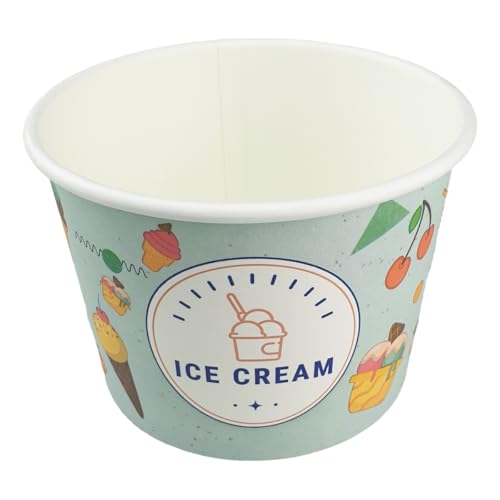 JG-Verpackungen 500 Eisbecher Pappe 600ml - 600ccm ICE CREAM Pappeisbecher von JG-Verpackungen