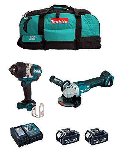 Kit MAKITA MK214 (Schlagschrauber DTW1002 + Mini-Winkelschleifer DGA504 + 2 Batterien 5,0 Ah + Ladegerät + LXT600) von JG todotaladros