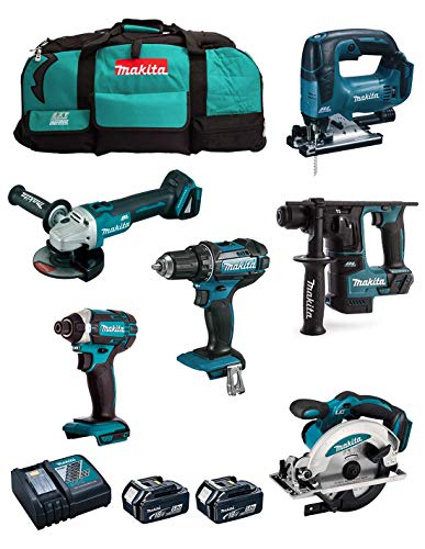 Kit MAKITA MK601 (DDF482 + DHR171 + DGA504 + DTD152 + DJV182 + DSS610 + 2 Batterien 5,0 Ah + Ladegerät + 2 x LXT600) von JG todotaladros
