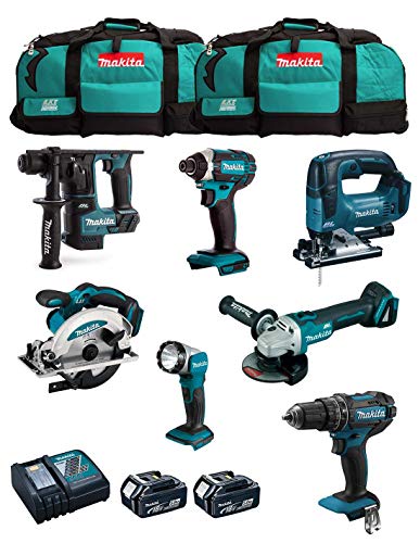 Kit MAKITA MK701 (DDF482 + DHR171 + DGA504 + DTD152 + DJV182 + DSS610 + DML802 + 2 Batterien 5,0 Ah + Ladegerät + 2 x LXT600) von JG todotaladros