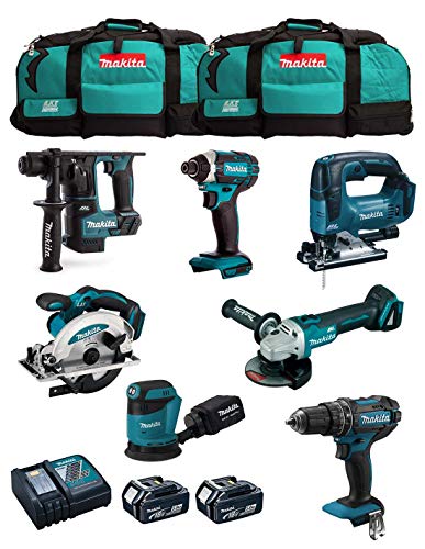 Kit MAKITA MK702 (DDF482 + DHR171 + DGA504 + DTD152 + DJV182 + DSS610 + DBO180 + 2 Batterien 5,0 Ah + Ladegerät + 2 x LXT600) von JG todotaladros