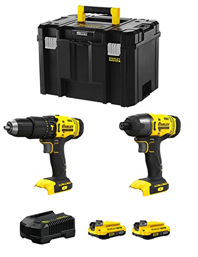 STANLEY FatMax Kit SVK214 (Schlagbohrschrauber SFMCD711 + Schlagschrauber SFMCF800 + 2 Batterien 2,0 Ah + Ladegerät + TSTAK VI) von JG todotaladros