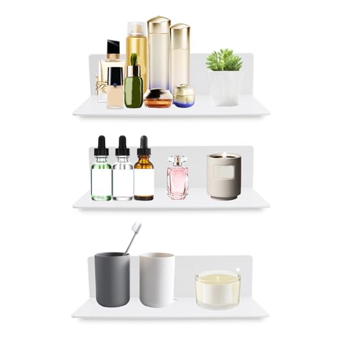 JGCJGG Wandregal, Regal Wand Acryl 3 Stück, Schweberegal, Regal zur Präsentation, Regale Weiß Wand für Wohnzimmer, Küche, Arbeitszimmer, Badezimmer von JGCJGG