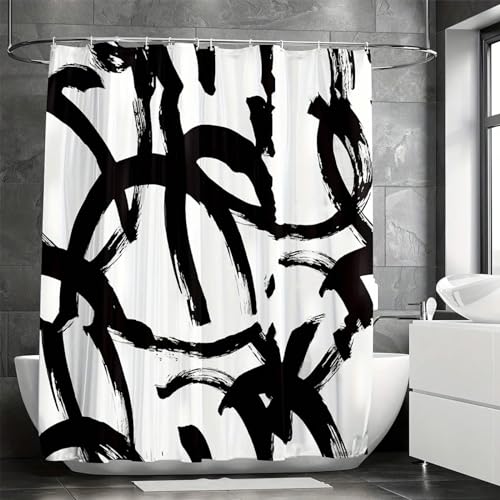 JGGXHM 1 Stück Duschvorhang aus Polyester mit künstlerischem Linienmuster, wasserdichter Stoff, verdickter Trennvorhang für Badezimmer 80x190cm/WxH Bad Vorhang JGGXHM 1 Stück Duschvorhang aus Polyester mit künstlerischem Linienmuster, wasserdichter Stoff, verdickter Trennvorhang für Badezimmer 80x190cm/WxH Bad Vorhang von JGGXHM