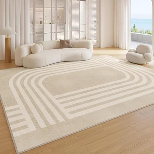 JGGXHM Cremefarbene Teppiche für Schlafzimmer, große Bereiche, Wohnzimmer, Dekoration, Teppich, Zuhause, rutschfest, weicher Teppich, waschbar, Loubge-Bodenmatte (120 x 150 cm) von JGGXHM