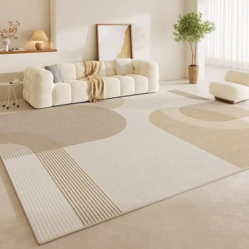 JGGXHM Cremefarbener Plüschteppich im Schlafzimmerdekor, große Teppiche für das Wohnzimmer, waschbare Lounge-Bodenmatte, Rutschfester Teppich für Zuhause (240 x 300 cm) von JGGXHM