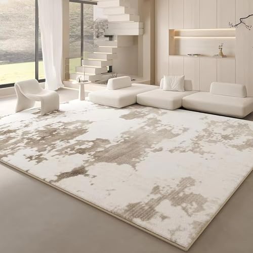 JGGXHM Cremefarbener Wohnzimmerteppich Bequeme Schlafzimmerteppiche Leichter luxuriöser High-End-Zimmerteppich maschinenwaschbar Garderobenteppiche 120x150cm von JGGXHM