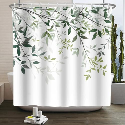 JGGXHM Duschvorhang mit Aquarellblättern, nordischer Stil, grüne Ranken, Pflanzen, Polyestergewebe, Badezimmer-Dekorvorhänge für Zuhause und Hotel 107x205cm/WxH Shower Curtains JGGXHM Duschvorhang mit Aquarellblättern, nordischer Stil, grüne Ranken, Pflanzen, Polyestergewebe, Badezimmer-Dekorvorhänge für Zuhause und Hotel 107x205cm/WxH Shower Curtains von JGGXHM