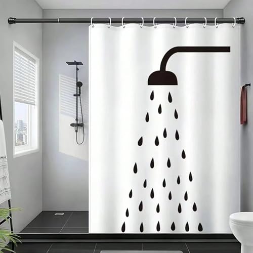 JGGXHM Extra Lange Duschvorhänge für Badezimmer, schwarzer Duschvorhangstoff mit Wassertropfenmuster, verdickter wasserdichter Badevorhang 133x220cm/WxH duschvorhang Boho JGGXHM Extra Lange Duschvorhänge für Badezimmer, schwarzer Duschvorhangstoff mit Wassertropfenmuster, verdickter wasserdichter Badevorhang 133x220cm/WxH duschvorhang Boho von JGGXHM