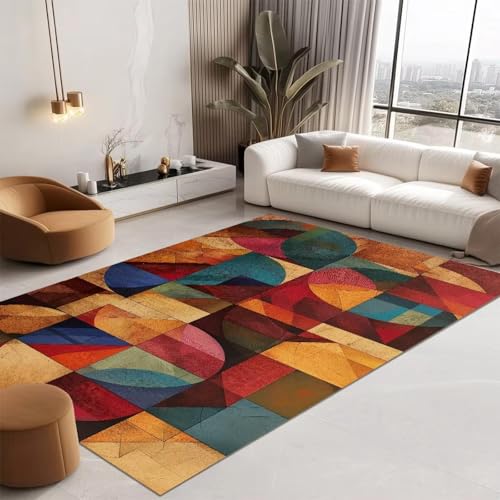 JGGXHM Geometrischer Teppich für Wohnzimmer rutschfeste Teppiche abstrakte Dekoration Heimteppich waschbar Couchtischmatte Esszimmermatte 120x190cm von JGGXHM