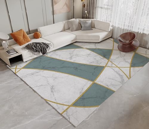 JGGXHM Geometrischer Wohnzimmerteppich, Schlafzimmer, Nachttisch, Büro, Eingangsbereich, Patchwork-Teppich, einfache Couchtisch-Bodendekoration (100 x 150 cm) von JGGXHM