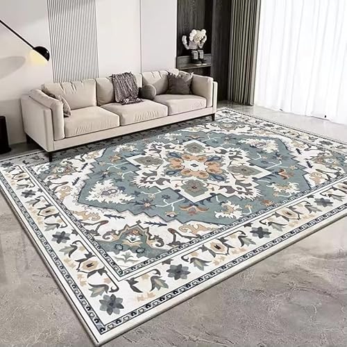 JGGXHM Großer Retro-Wohnzimmerteppich, Boho-Dekoration, für Zuhause, Sofa, rutschfeste Teppiche, Flur, Couchtische, leicht zu reinigende Fußmatten (180 x 270 cm) von JGGXHM