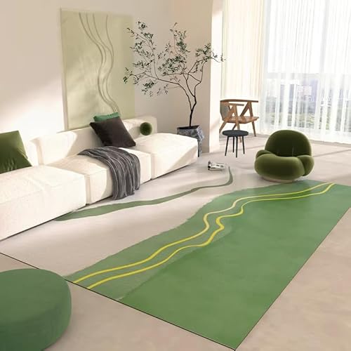 JGGXHM Grüner Teppich im modernen Schlafzimmerdekor, große Fläche, Teppiche für Wohnzimmer, waschbar, Lounge-Plüsch-Bodenmatte, weicher Arbeitsteppich (100 x 160 cm) von JGGXHM