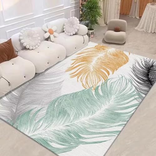 JGGXHM Leichte luxuriöse Federteppiche für die Wohnzimmerdekoration Heimteppich moderner Stil Teppiche für das Schlafzimmer rutschfeste Fußmatten 100x140cm von JGGXHM