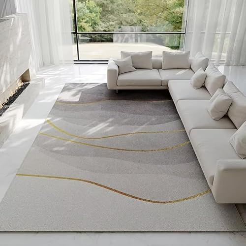 JGGXHM Leichter, luxuriöser Lounge-Teppich, rutschfeste Matte, flauschig, weich, Schlafzimmer-Dekor, Nachttisch-Teppich, Moderne, einfache Teppiche für das Wohnzimmer (160 x 230 cm) von JGGXHM