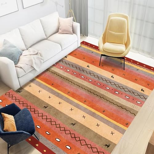 JGGXHM Leichter Luxus Marokko Einfacher Wohnzimmerteppich Homestay Home Dekoration Vintage Zimmer Teppichdruck Dekorative weiche Fußmatte 70x120cm von JGGXHM