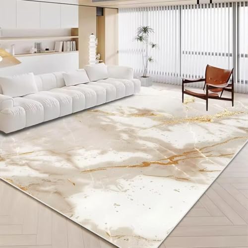 JGGXHM Luxuriöser weißer Marmorteppich für Wohnzimmer, nordische Golddekoration, Heimteppich, rutschfeste, waschbare Teppiche für Schlafzimmer, Bodenmatte 90x130cm JGGXHM Luxuriöser weißer Marmorteppich für Wohnzimmer, nordische Golddekoration, Heimteppich, rutschfeste, waschbare Teppiche für Schlafzimmer, Bodenmatte 90x130cm von JGGXHM
