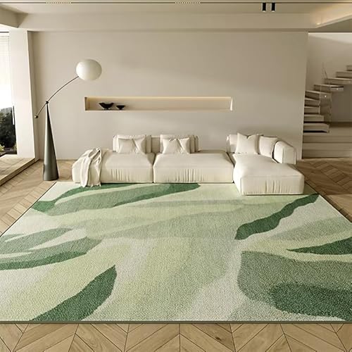 JGGXHM Moderne Luxus-Teppiche für Wohnzimmer, grün, Schlafzimmer-Dekor-Teppich, flauschig, weich, Lounge-Teppich, rutschfest, waschbar, Bodenmatte (100 x 140 cm) von JGGXHM