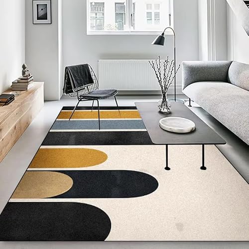 JGGXHM Moderne geometrische abstrakte Teppiche, Neuer Wohnzimmerteppich, großflächige Dekorationsteppiche, Schlafzimmer, Nachttisch, rutschfeste, weiche Bodenmatte (160 x 230 cm) von JGGXHM