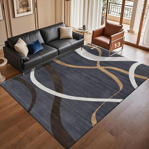 JGGXHM Moderner, Leichter, luxuriöser, Abstrakter Teppich für Wohnzimmer, Couchtische, Sofas, große Teppiche, waschbar, rutschfest, Bodenmatte für Schlafzimmer 120x160cm von JGGXHM