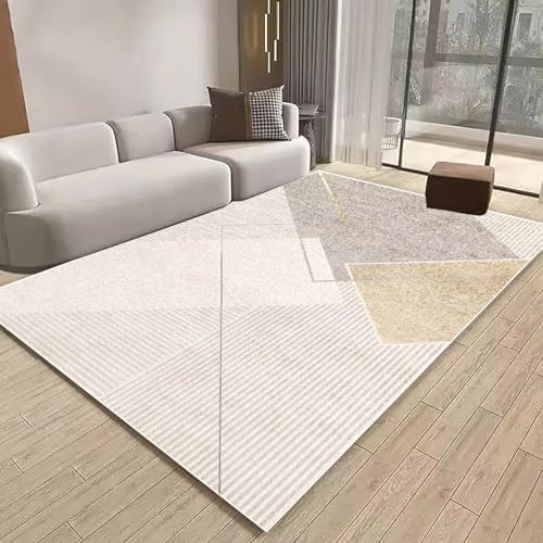 JGGXHM Moderner Teppich für Wohnzimmer große Fläche Dekoration rutschfest Schlafzimmer Lounge leichte Luxus-Teppiche waschbar Sofa-Tischset 160x200cm von JGGXHM