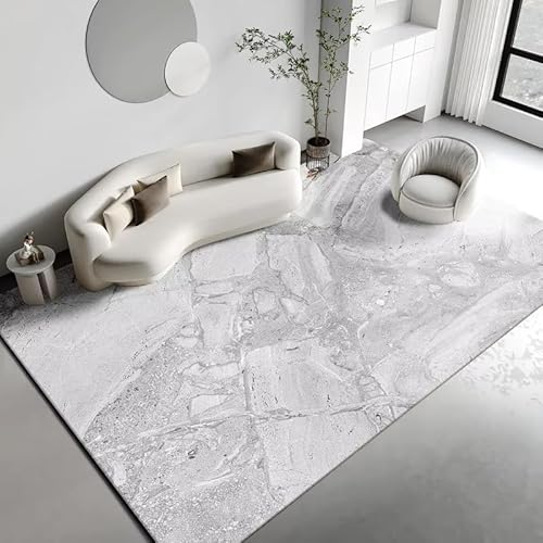 JGGXHM Moderner Teppich mit Marmorstruktur, Wohnzimmer-Dekoration, Hotel-Teppiche mit großer Fläche, Heimdekorationsmatte, Lounge-Teppiche in Grau für Schlafzimmer (210 x 210 cm) von JGGXHM