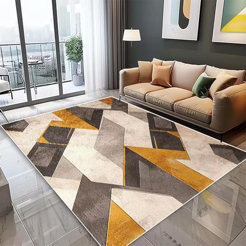 JGGXHM Moderner geometrischer Stil großer Teppich nordisches Wohnzimmerdekor Heim- und Schlafzimmerteppich Lounge- und Arbeitszimmer waschbare rutschfeste Fußmatten 120x170cm von JGGXHM
