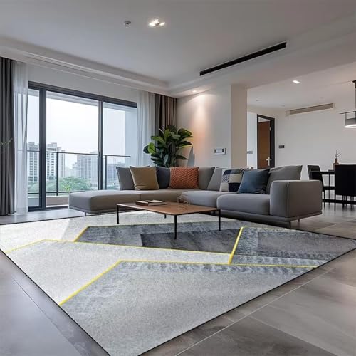 JGGXHM Moderner geometrischer Teppich für Wohnzimmer, abstrakte Heimdekoration, Sofa-Seitenteppiche, Küchentische, rutschfeste Bodenmatte, waschbar 130x190cm von JGGXHM