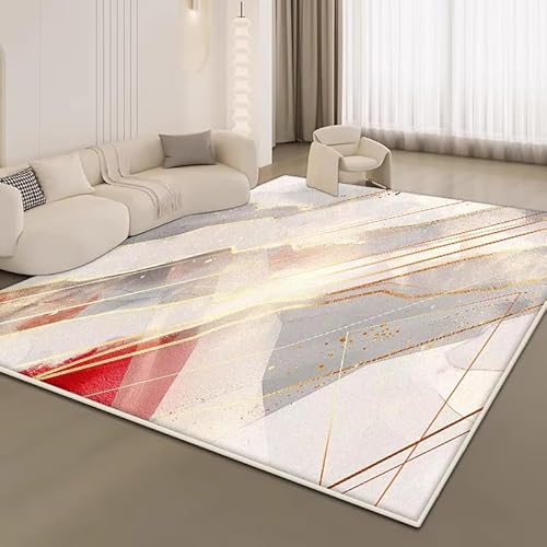 JGGXHM Moderner geometrischer Wohnzimmerteppich, Dekoration für Zuhause, Schlafzimmer, Nachttisch, Plüschteppich, großer Bereich, rutschfeste, weiche Matte, waschbar (180 x 200 cm) von JGGXHM