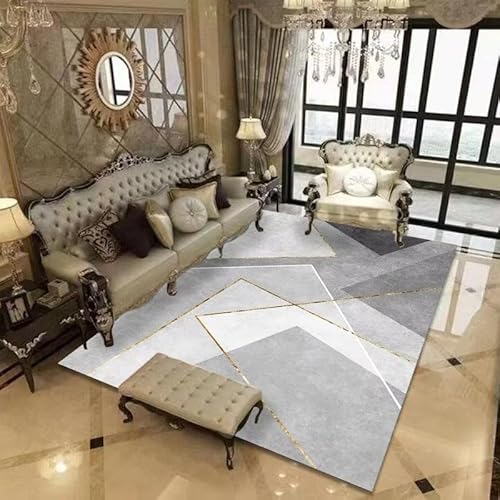 JGGXHM Moderner geometrischer dekorativer Teppich für das Wohnzimmer, Rutschfester Teppich für Zimmer, Heimteppiche, Senioren-Couchtischmatte (50 x 100 cm) von JGGXHM