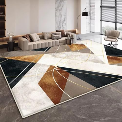 JGGXHM Modernes geometrisches Design Wohnzimmer Teppich Dekoration Schlafzimmer rutschfeste große Teppiche Büro Couchtische Weiche Matte Waschbar 90x130cm von JGGXHM