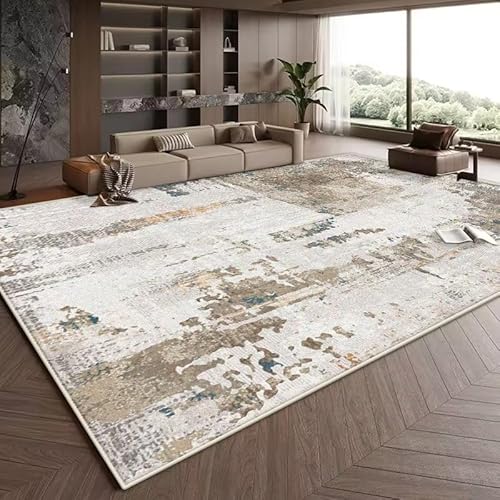 JGGXHM Nordischer Abstrakter Teppich, Wohnzimmer, Tintenwaschdekoration, Schlafzimmer, Lounge, rutschfest, waschbar, für Zuhause, Nachttisch, weiche Bodenmatte (100 x 140 cm) von JGGXHM
