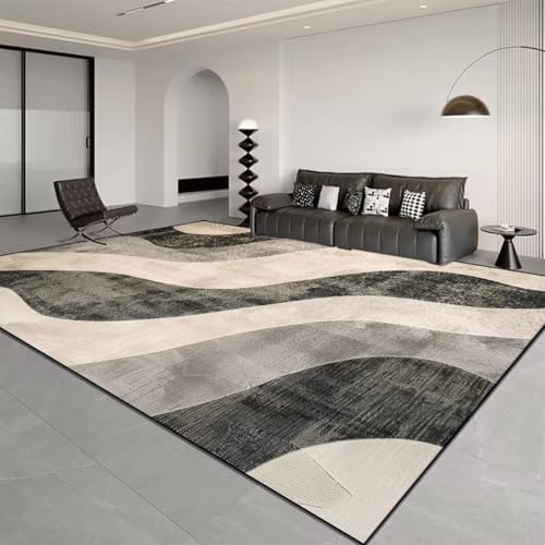 JGGXHM Nordischer Teppich mit Hellen, luxuriösen Streifen für die Wohnzimmerdekoration, rutschfeste Teppiche für das Schlafzimmer, große Fläche, orange-braune Bodenmatte (100 x 160 cm) von JGGXHM