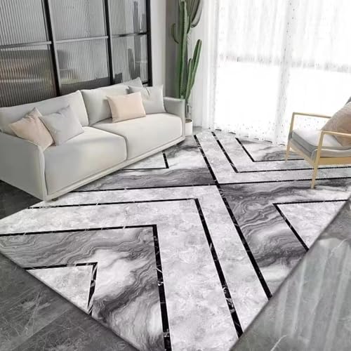 JGGXHM Nordischer hellgrauer großer Wohnzimmerteppich, Heller luxuriöser dekorativer Teppich für Schlafzimmer, geometrische Teppiche, rutschfeste Sofa-Fußmatte 100x120cm JGGXHM Nordischer hellgrauer großer Wohnzimmerteppich, Heller luxuriöser dekorativer Teppich für Schlafzimmer, geometrische Teppiche, rutschfeste Sofa-Fußmatte 100x120cm von JGGXHM