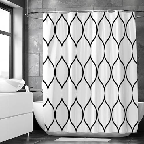 JGGXHM Schwarz-weißes geometrisches Muster Duschvorhänge Wasserdichter Stoff Badezimmer Vorhanghaken Toilette Badewannenabtrennung Badewannendekor 85x183cm/WxH dusch Vorhang JGGXHM Schwarz-weißes geometrisches Muster Duschvorhänge Wasserdichter Stoff Badezimmer Vorhanghaken Toilette Badewannenabtrennung Badewannendekor 85x183cm/WxH dusch Vorhang von JGGXHM
