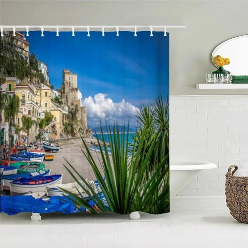JGGXHM Sonnige Naturlandschaft Duschvorhänge aus Polyestergewebe, Heimdekoration, Badvorhang, wasserdichter Duschvorhang für Badezimmer 130x140cm/WxH JGGXHM Sonnige Naturlandschaft Duschvorhänge aus Polyestergewebe, Heimdekoration, Badvorhang, wasserdichter Duschvorhang für Badezimmer 130x140cm/WxH von JGGXHM