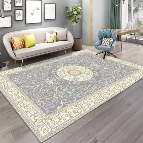 JGGXHM Wohnzimmerteppich, Retro-Stil, für Schlafzimmer, Nachttischdecke, Haushalt, Ethno-Stil, Couchtisch, Bodenmatte, Sofa, Rutschfester Teppich, waschbar (160 x 230 cm) von JGGXHM