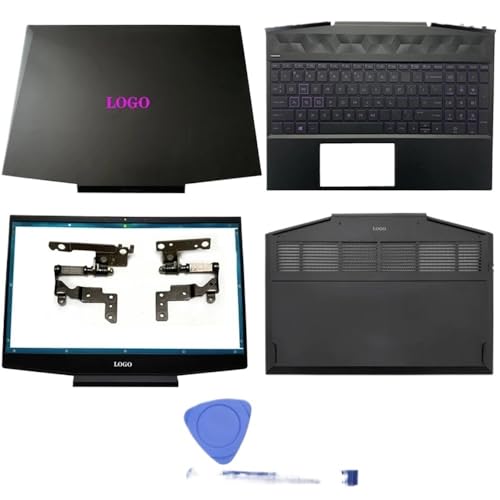 JGHFReW LCD-Rückzugabdeckung vordere Letzscharniere Palmrest Bottom Case kompatibel mit 15-DK-Laptop-Modellnummern L56914-001 L57593-001 L65255-001 Ersatzteile(ABCD SET2) von JGHFReW