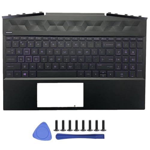 JGHFReW LCD-Rückzugabdeckung vordere Letzscharniere Palmrest Bottom Case kompatibel mit 15-DK-Laptop-Modellnummern L56914-001 L57593-001 L65255-001 Ersatzteile(with Keyboard C) von JGHFReW
