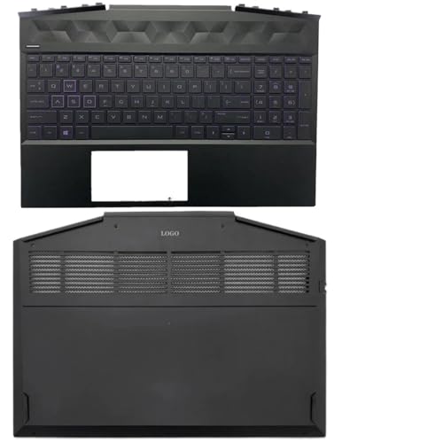 JGHFReW LCD-Rückzugabdeckung vordere Letzscharniere Palmrest Bottom Case kompatibel mit 15-DK-Laptop-Modellnummern L56914-001 L57593-001 L65255-001 Ersatzteile(with Keyboard CD) von JGHFReW