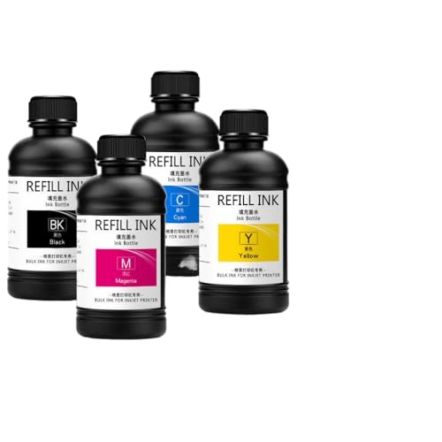 JGHFReW Tintenset 250ML LED Kompatibel mit Verschiedene Druckköpfe, kompatibel mit DX4 DX5 DX6 DX7 DX10 TX800 XP600 1390 L800 L1800 L805 R1800 R1900 modifizierte Drucker(for Soft Materials) von JGHFReW