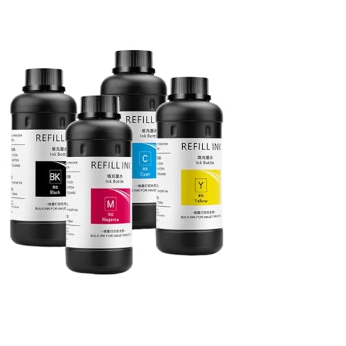Tinte 4×500ML LED kompatibel mit DX4 DX5 DX6 DX7 DX10 TX800 XP600 Druckköpfe Kompatibel mit Verschiedene modifizierte Drucker wie 1390 L800 L1800 L805 R1800 R1900(for Soft Materials) von JGHFReW