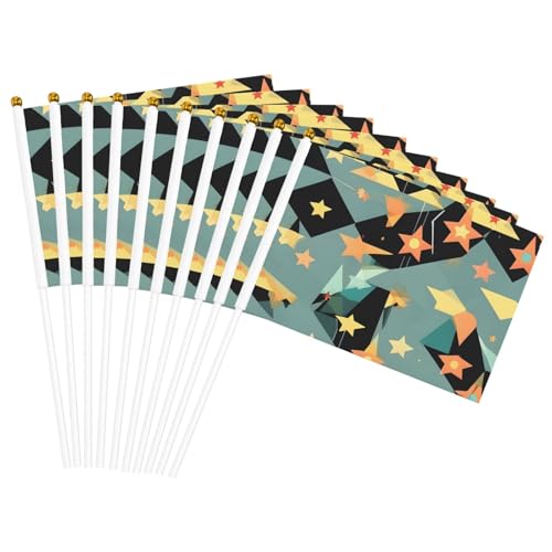 Atomic Stars Retro Muster Druck Leichte Handflagge Doppelseitige Flaggen Party Parade Home Decor Feiern von JGHHOUN