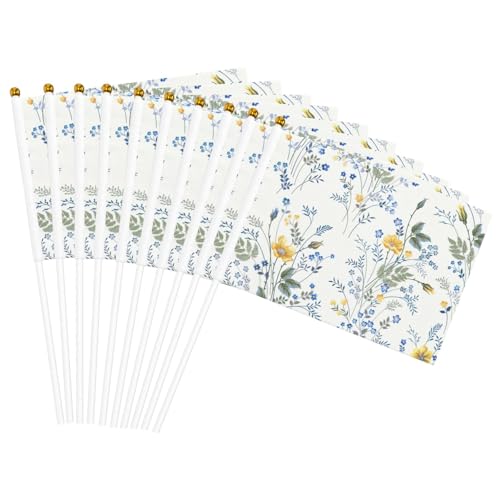 Blaue Blume Blumenmuster Rosen Druck Leichte Handflagge Doppelseitige Flaggen Party Parade Home Decor Feiern von JGHHOUN
