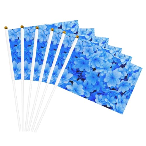 Blaue Blumen-Druck, leicht, Handflagge, doppelseitig, Party-Parade, Heimdekoration, Feiern Blaue Blumen-Druck, leicht, Handflagge, doppelseitig, Party-Parade, Heimdekoration, Feiern von JGHHOUN