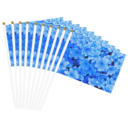 Blaue Blumen-Druck, leicht, Handflagge, doppelseitig, Party-Parade, Heimdekoration, Feiern Blaue Blumen-Druck, leicht, Handflagge, doppelseitig, Party-Parade, Heimdekoration, Feiern von JGHHOUN