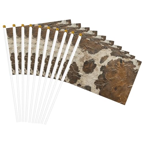 Brauner Rindsleder-Kunstdruck, leicht, Handflagge, doppelseitig, Party-Parade, Heimdekoration, Feiern von JGHHOUN