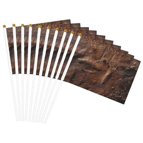 Brauner Rindsleder-Kunstdruck, leicht, Handflagge, doppelseitig, Party-Parade, Heimdekoration, Feiern von JGHHOUN