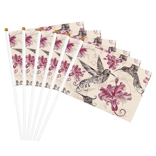 Schöne Blumen Kolibri Druck Leichte Handflagge Doppelseitige Flaggen Party Parade Home Decor Feiern von JGHHOUN